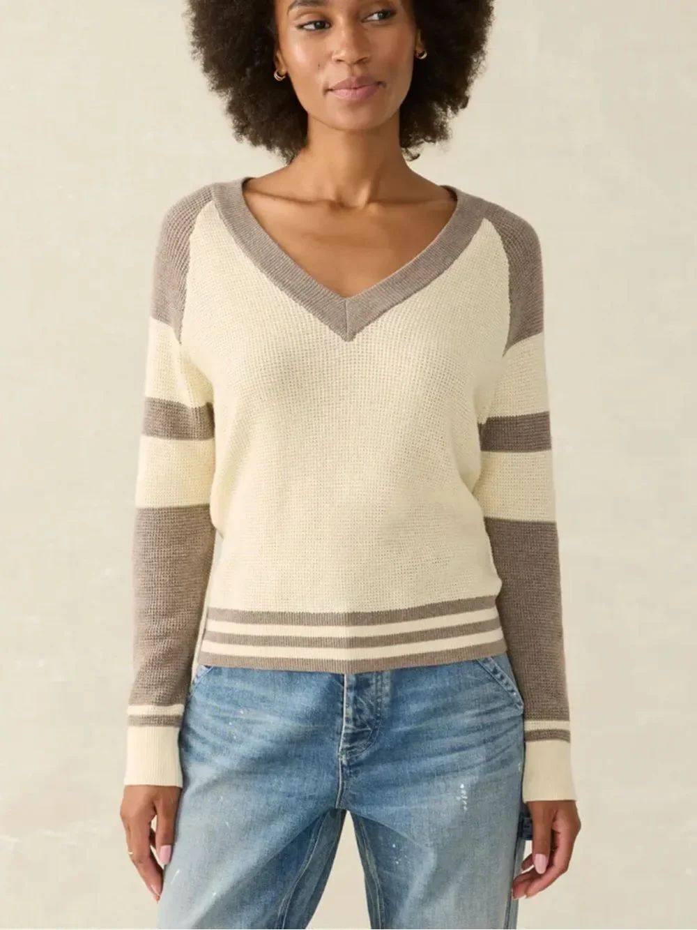 Faherty Throwback V-Neck Knit Sweater Women’s Medium